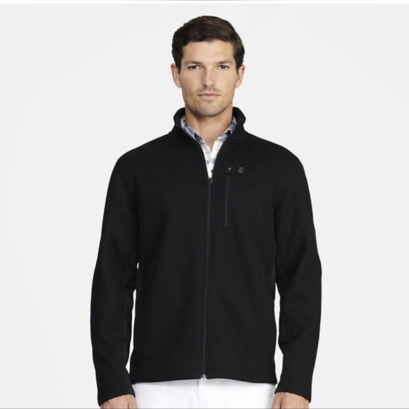 Brand New IZOD Men's Black Full-Zip Fleece Lined Shaker Jacket - Picture 2 of 4